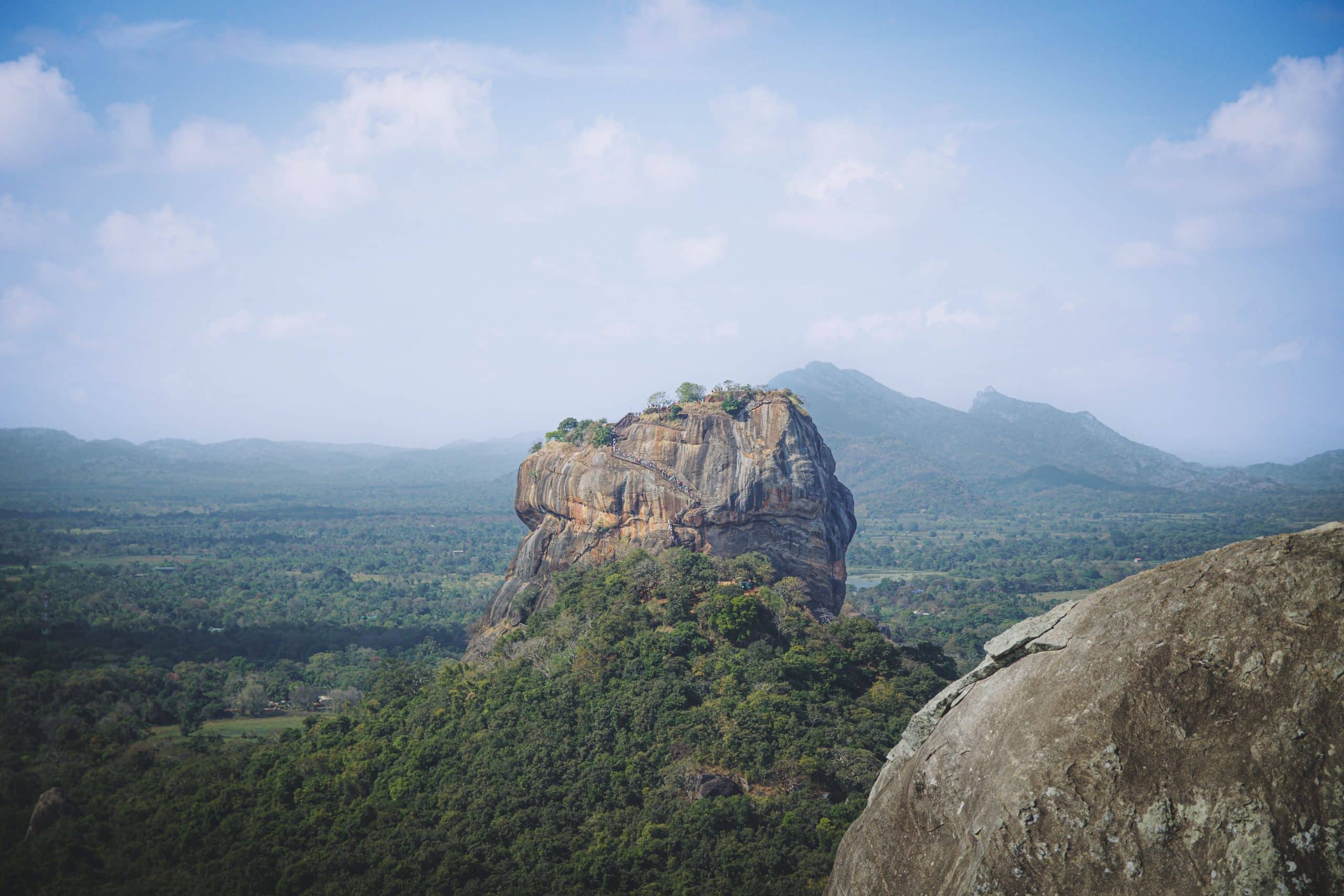 Sri Lanka Visa & Entry Tips for Tourists 2 Sigiriya Rock Fortress rising above green jungle in Sri Lanka
